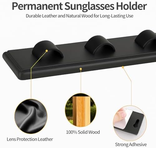 2 Pack Wooden Sunglasses Holder Organizer Wall Mounted