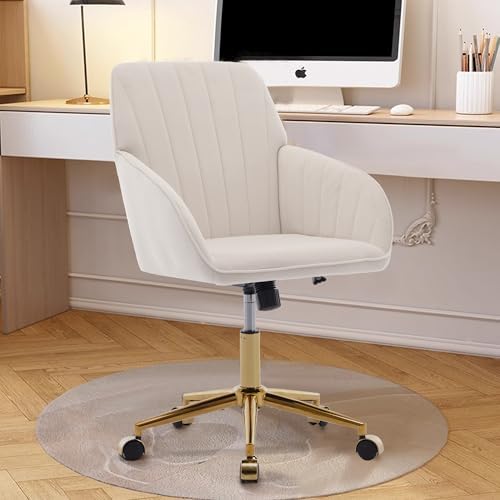 Adjustable Home Office Desk Chair with Gold Metal Base and Memory Foam Seat
