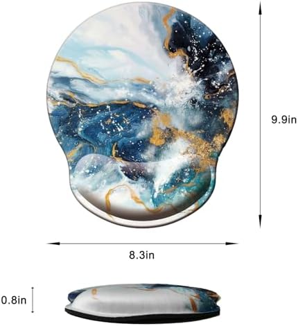 Mouse Pad with Wrist Support, Ergonomic Mouse Pad with Memory Foam Wrist Rest Cushion, Non-Slip Rubber Base Gaming Mice Pad for Home Office Computer Laptop, Green Golden Marble