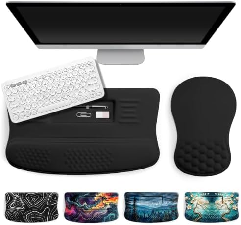Ergonomic Keyboard Stand and Mouse Pad Set, Memory Foam Wrist Support