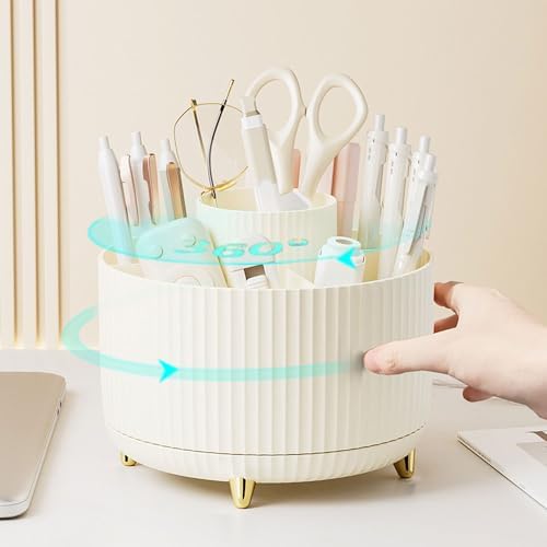 Gawsey Gold Desk Organizers and Accessories with Desk Organizer 360° Rotating Pen Holder and Office Supplies, Cute Stationery Supplies Set