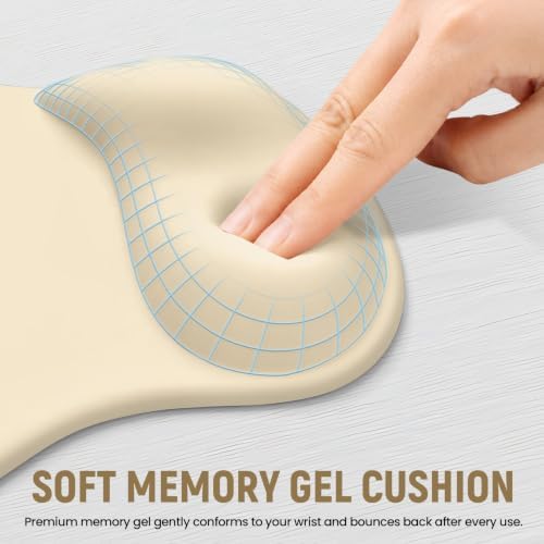 Ergonomic Mouse Pad with Wrist Rest, Gel Wrist Support, Beige
