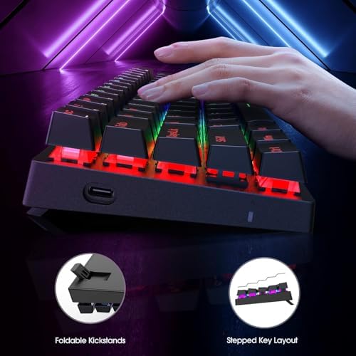 60% Wired Mechanical Gaming Keyboard with Blue Switches, LED Backlit