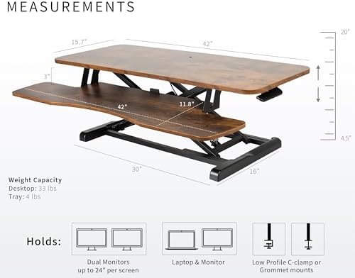 VIVO Rustic Vintage Brown 42 inch Standing Desk Converter, DESK-V042KN