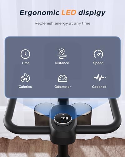 MERACH Exercise Bike, Magnetic Friction Stationary Bike for Home with APP