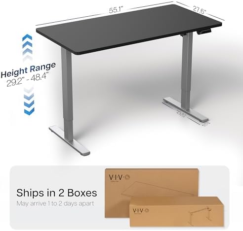 VIVO Black 55 x 28 in Standing Desk, DESK-KIT-1G55B
