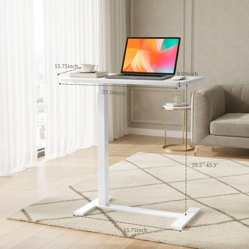 Mobile Standing Desk, Height Adjustable Laptop Desk with Hidden Casters