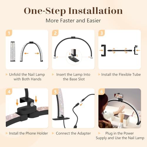 Yokilly Half Moon Light for Nail Desk: 29" Foldable Nail Light for Desk