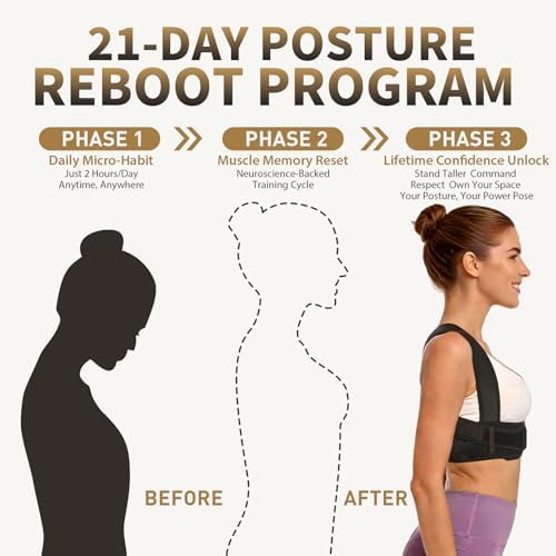 WNIEYO Posture Corrector for Women and Men Back Brace for Women Back Straightener for Effective Lower Back Pain Relief, Scoliosis, and Better Posture Support(black XL)