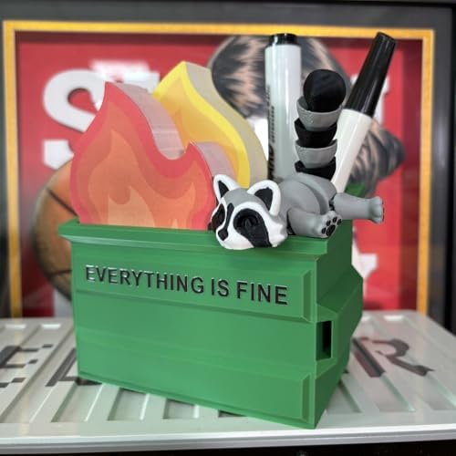 Funny Garbage Can Fire Pen Holder 300 Sticky Notes -Gag Gifts for Coworkers