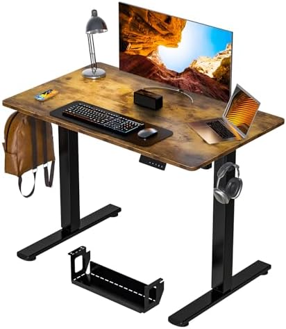 Kingant Standing Desk, 40x24 Inch Electric Height Adjustable Computer Desk