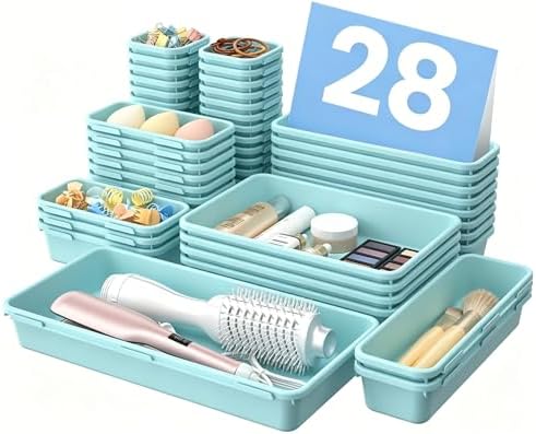 A-LuGei 【Military Grade】 Drawer Organizer for Vanity Bathroom Makeup Desk