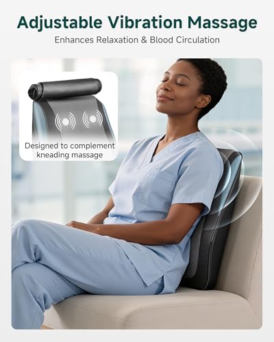 Snailax Shiatsu Back Massager with Heat, Neck & Back Massage Pillow