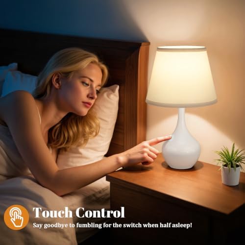 16.1" Touch Table Lamp for Nightstand, 3 Way Dimmable Small Bedroom Lamp