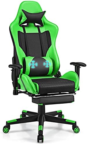 Reclining Gaming Chair, Racing Office Computer Chair with Footrest (D 28.5" x 28.5" x 50.5")