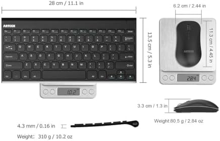 Arteck 2.4G Wireless Keyboard and Mouse Combo Ultra Compact Slim Stainless Keyboard and Ergonomic Mouse for Computer/Desktop/PC/Laptop and Windows 10/8/7 Build in Rechargeable Battery