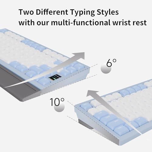 OOCTPK Mechanical Keyboard, Chilkey ND75 LP Wireless Gaming Keyboard with LCD Screen, Bluetooth 5.3/2.4G/USB-C, Hot Swappable Per-Key RGB Custom, Thin Front, Wrist Rest, Full-Aluminum, PC/Mac Support