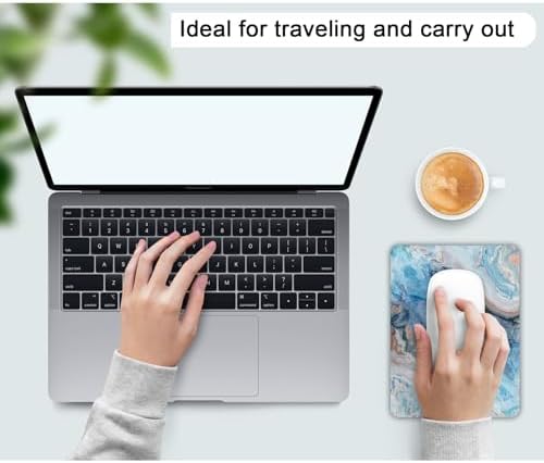 Small Mouse Pad, Mini Mouse Pad 6 X 8 Inch with Non-Slip Rubber Base for Keyboard Tray Laptops Wireless Mouse Home Office Travel, Washable & Portable (Abstract Colorful Marble 01)