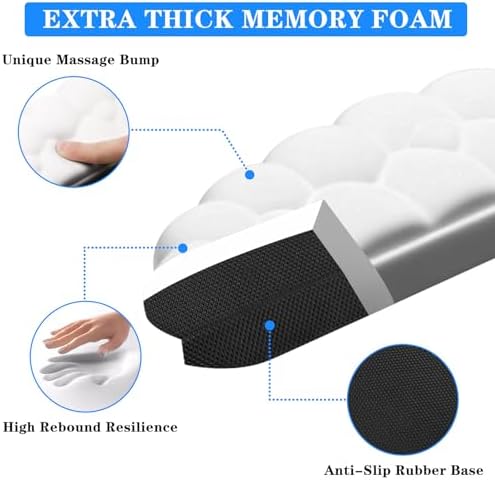 2 Pack Cloud Desk Elbow Pads, Adjustable Spacing Soft Memory Foam with Non-Slip Base, Ergonomic Desk Edge Cushion & Wrist Rest for Computer Keyboard, Office and Home Use White