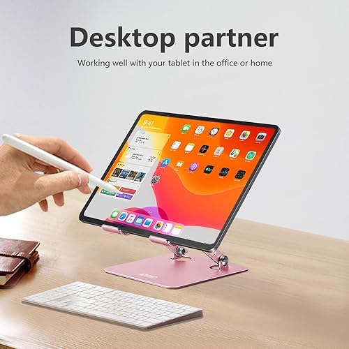 Aoviho Adjustable Laptop Stand Bundle with Tablet Stand for Desk (Rose Gold)