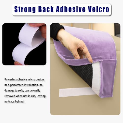 Velvet Recliner Headrest Pillow, Non-Slip Neck Support, Lavender