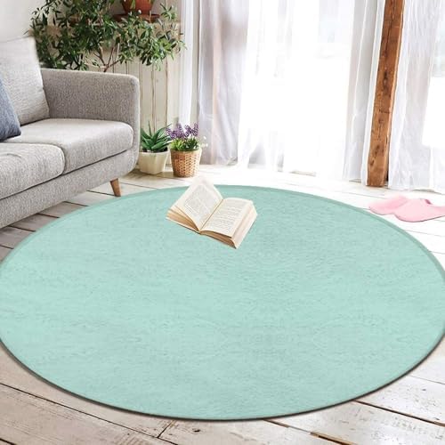 Machine Washable Modern Round Area Rug, Room Sofa Yoga Soft Round Carpet, Home Decor Non Slip Kitchen Office Circle Rug Mint Green, 24inch