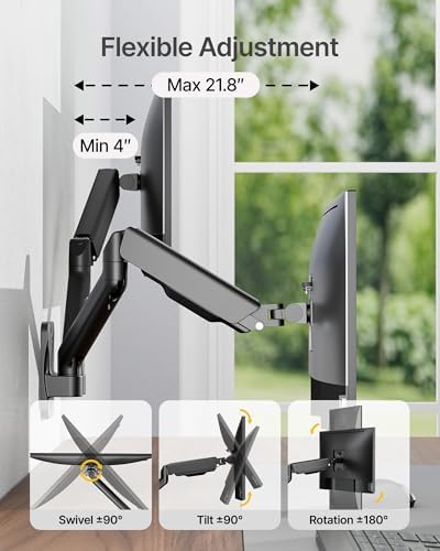 monTEK Dual Monitor Wall Mount, Full Motion Spring Arm for 17-32" Screen