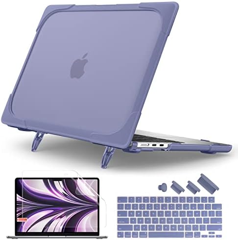 Batianda Heavy Duty Case for MacBook Air 13.6 inch with Stand,Lavender Grey