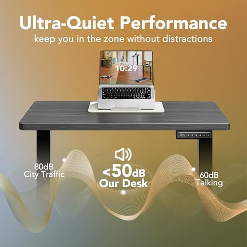 HUANUO 63x28 Inch Electric Standing Desk, Height Adjustable, Grey