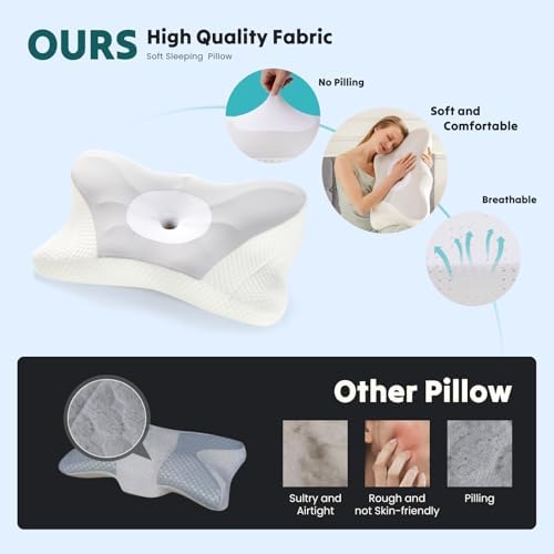 Cervical Neck Pillow, Memory Foam Contour Pillow, Queen