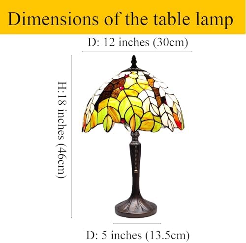 Tiffany Lamp Maple Leaf Style Stained Glass Table lamp 12X18 Inches Tiffany Style Reading Desk Light for Bedroom Living Room,LED Bulb Included