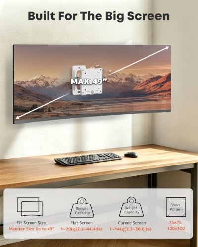 Monitor Wall Mount for 17–49 Inch inch Flat/Curved Ultrawide Screens
