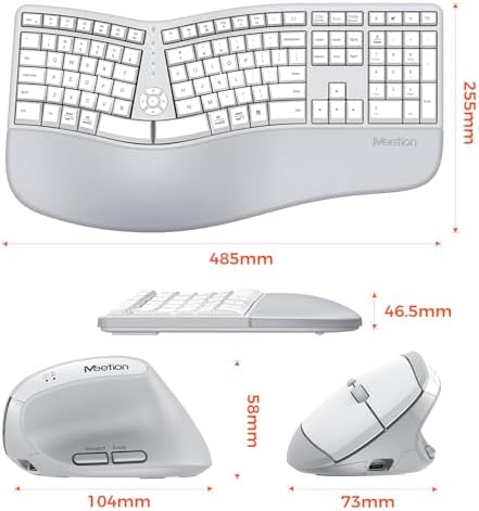 MEETION Ergonomic Keyboard Mouse Combo, Split Design, Vertical Mouse, Gray