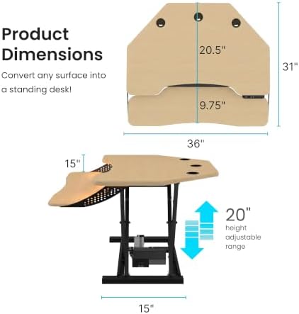 VERSADESK PowerPro Elite Smart Corner Standing Desk Converter, Electric Adjustable Desk Riser w/ Keyboard Tray, USB C Ports & App Control, Dual Monitor Stand for Home Office & Gaming, (Maple, 36")