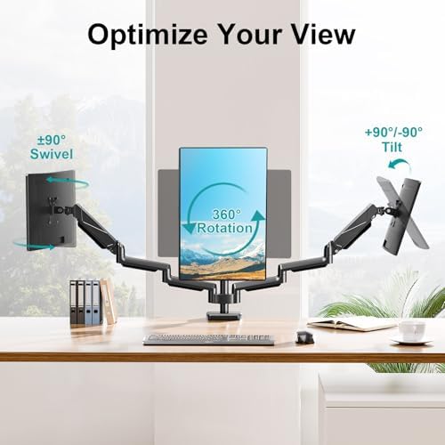 MOUNT PRO Triple Monitor Mount for Max 27" Screens, Hold Up to 17.6lbs Each