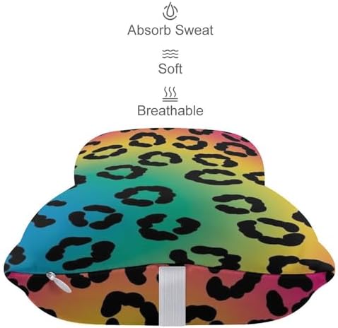 2 Pcs Car Neck Support Pillow Rainbow Cheetah Leopard Print Multi Use Memory Foam Cushion for Driving Travel Home Office Reading