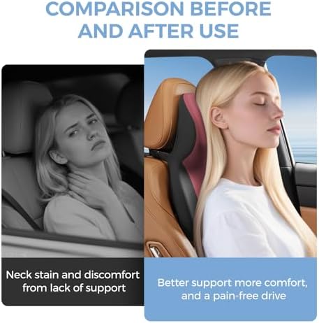 BEBAS Car Headrest Pillow, Ergonomic Neck Pillow with Memory Foam