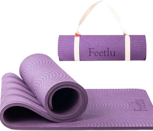 Extra Thick 12mm Exercise Mat, 74" x 26", Non-Slip with a Yoga Strap
