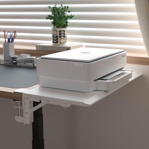 ETHU Foldable Desk Extender Tray with Clamp, 25.6x11.4", White