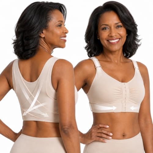 Posture Corrector Bra for Women, Back Support Front Closure Wireless Bra