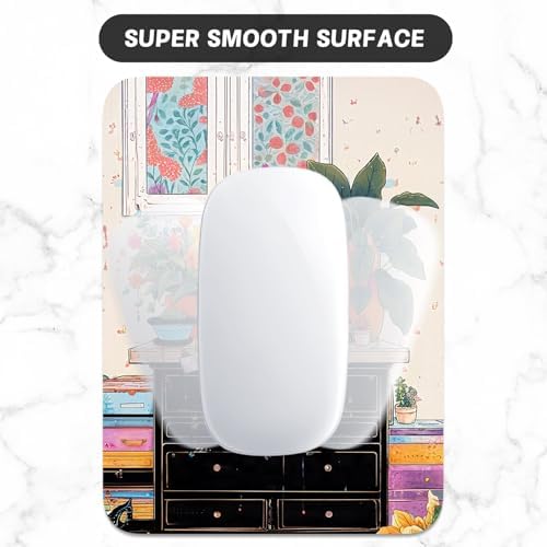 Small Mouse Pad, Mini Mouse Pad 6 x 8 Inch, Thick Rubber Waterproof Mouse Mat, Cute Mousepad for Women Men Wireless Mouse Laptops Home Office, Cat on Closet