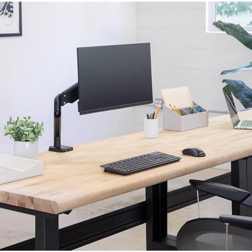 Fellowes Platinum Series Single Monitor Arm for 40-Inch Monitors, Full Motion, 360° Rotation, VESA Mount with Grommet or Clamp, USB Ports, Ergonomic, Black, 8043301