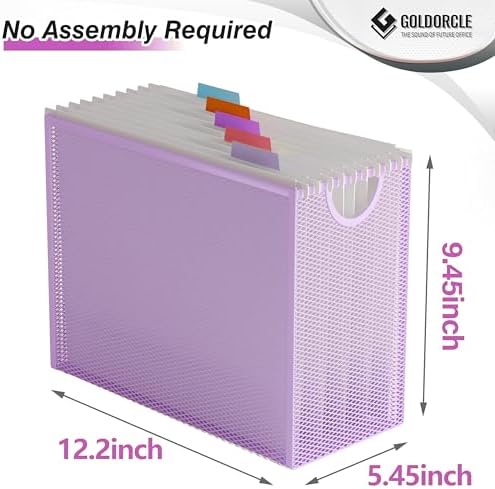 Letter-Size Hanging File Organizer (Purple, with 5 Grey Folders)