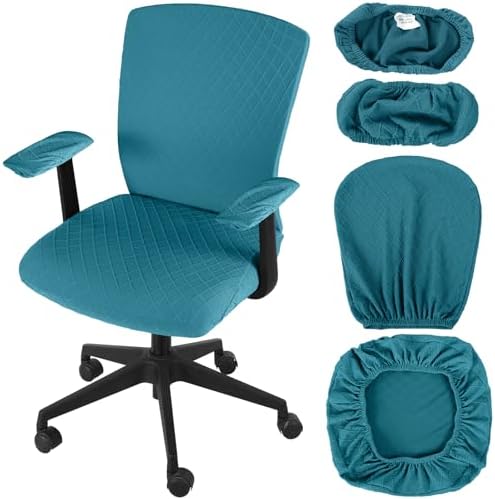 Tallew 4 Pcs Office Chair Covers Stretch Seat Armrest, Lake Blue