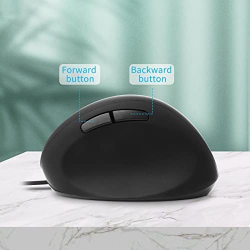 Sokelinn-six Wired Vertical Mouse,Right Hand Ergonomic Gaming Mouse 800 1200 1600 DPI Adjustable USB Optical Wrist Healthy Mice Mause for Laptop PC Computer (Black)