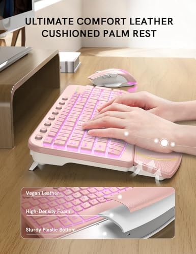 SABLUTE Wireless Keyboard and Mouse Combo, Ergonomic Wave with Wrist Rest