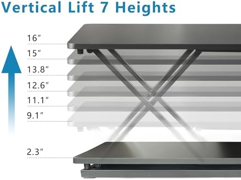 Aconcept Extra-Slim 24 x 14 inch Black Lift Standing Desk Converter, Manual Adjustable Height Sit Stand up Desk Riser, Compact for Monitor or Laptop Workstation