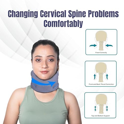 Wonder Care Neck Brace for Sleeping Cervical Collar Relief Neck Pain and Neck Support Soft Foam Wraps Relief of Cervical Spine Pressure for Women & Men (Grey, Small, 3" Depth)