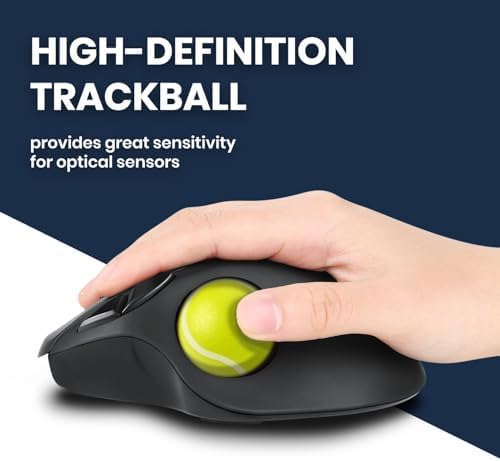 Perixx PERIPRO-303 TNB 1.34 inches Matte Sports Trackball - Fun Novelty Tennis Ball Design - Compatible for M570, M575, PERIMICE-517/520/717/720, and Other 1.34 inches Trackball Mouse