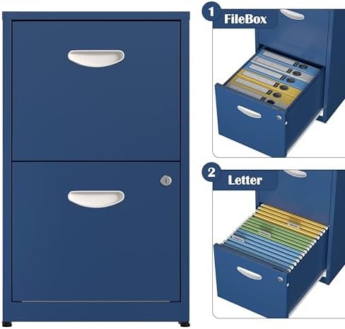 SteeLoong 2 Drawer File Cabinet,Metal Office File Cabinet with Lock,Blue